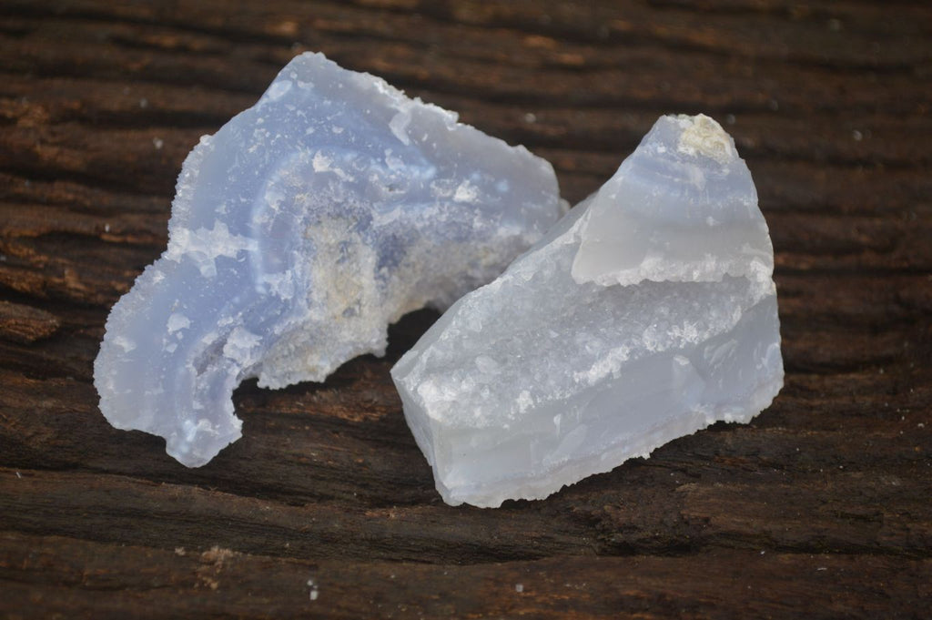 Natural Etched Blue Chalcedony Specimens  x 12 From Nsanje, Malawi - Toprock Gemstones and Minerals 