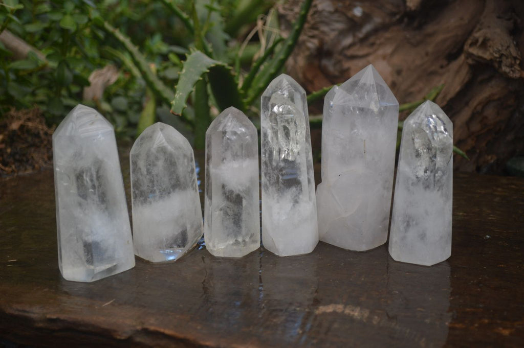 Polished Clear Quartz Crystal Points x 6 From Madagascar - Toprock Gemstones and Minerals 
