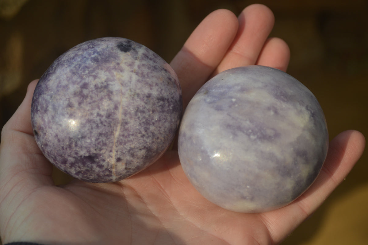 Polished Purple Lepidolite Palm Stones  x 12 From Zimbabwe - Toprock Gemstones and Minerals 