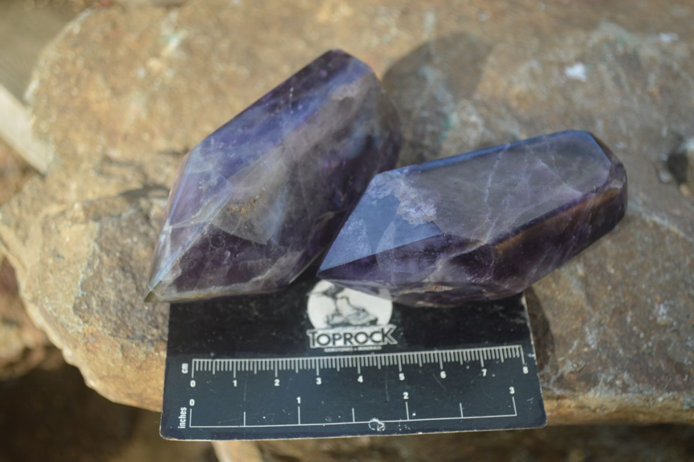 Polished Dark Purple Amethyst Points x 6 From Zambia - Toprock Gemstones and Minerals 