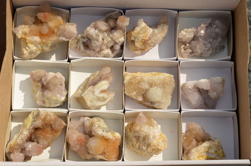Natural Lovely Selection Of Spirit / Cactus Quartz Clusters  x 12 From Boekenhouthoek, South Africa - TopRock