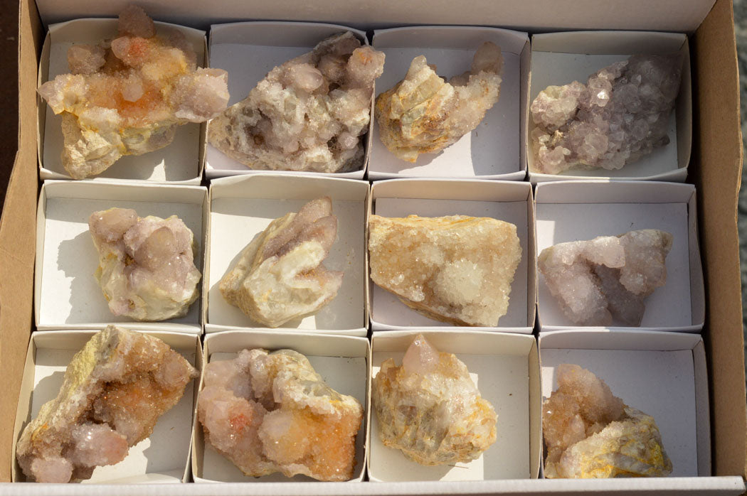 Natural Lovely Selection Of Spirit / Cactus Quartz Clusters  x 12 From Boekenhouthoek, South Africa - TopRock