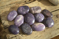 Polished Purple Lepidolite Palm Stones  x 12 From Zimbabwe