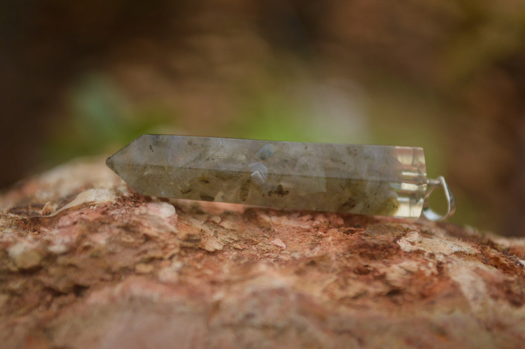 Polished Packaged Hand Crafted Resin Pendant with Labradorite Chips - sold per piece - From Bulwer, South Africa - TopRock