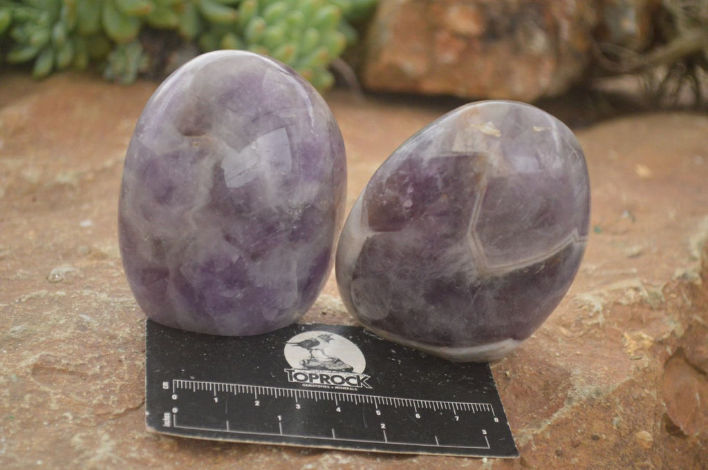 Polished Smokey Dream Amethyst Standing Free Forms  x 6 From Madagascar - Toprock Gemstones and Minerals 