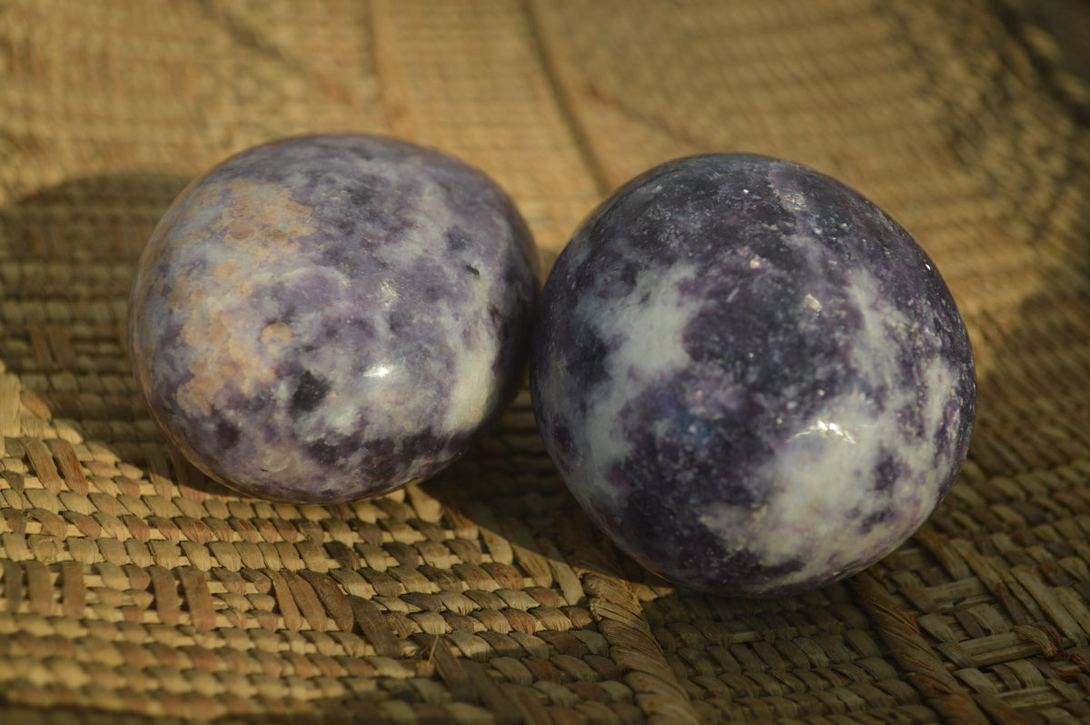Polished Purple Lepidolite Palm Stones  x 12 From Zimbabwe - Toprock Gemstones and Minerals 