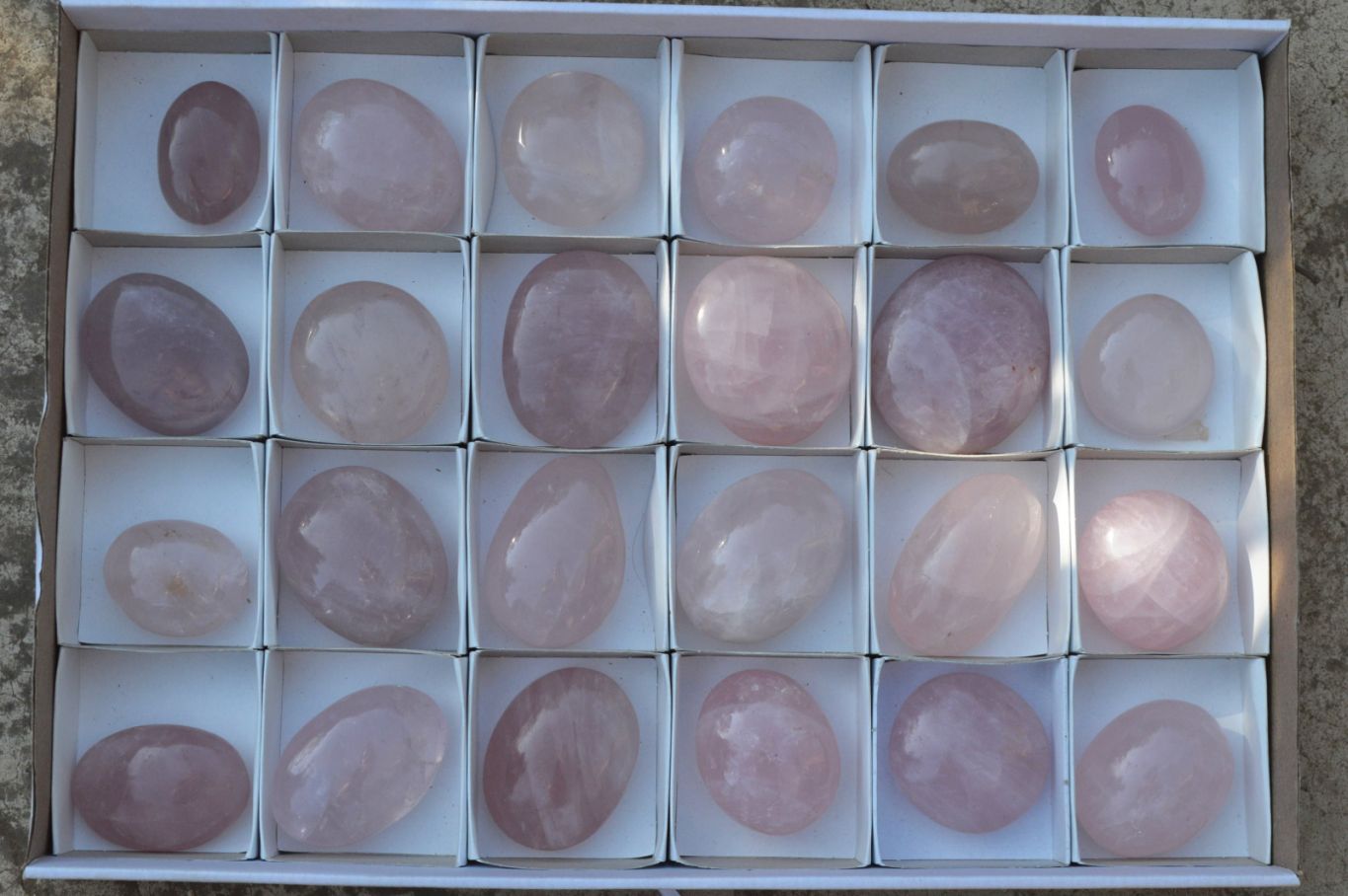 Polished Highly Selected Gemmy Pink Rose Quartz Palm Stones x 24 From Madagascar - TopRock