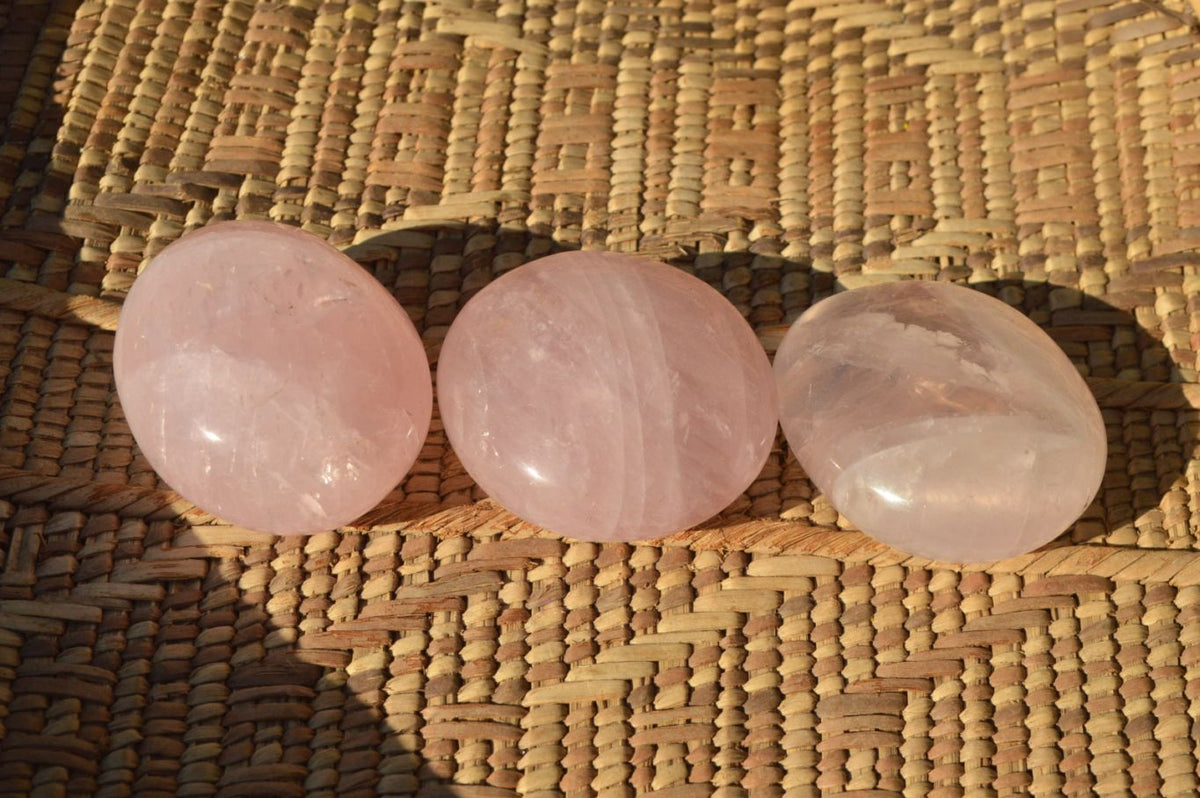 Polished Highly Selected Gemmy Pink Rose Quartz Palm Stones x 24 From Madagascar - TopRock