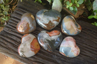 Polished Polychrome Jasper Hearts  x 6 From Madagascar