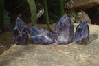 Polished Chevron Amethyst Points x 4 From Zambia - Toprock Gemstones and Minerals 