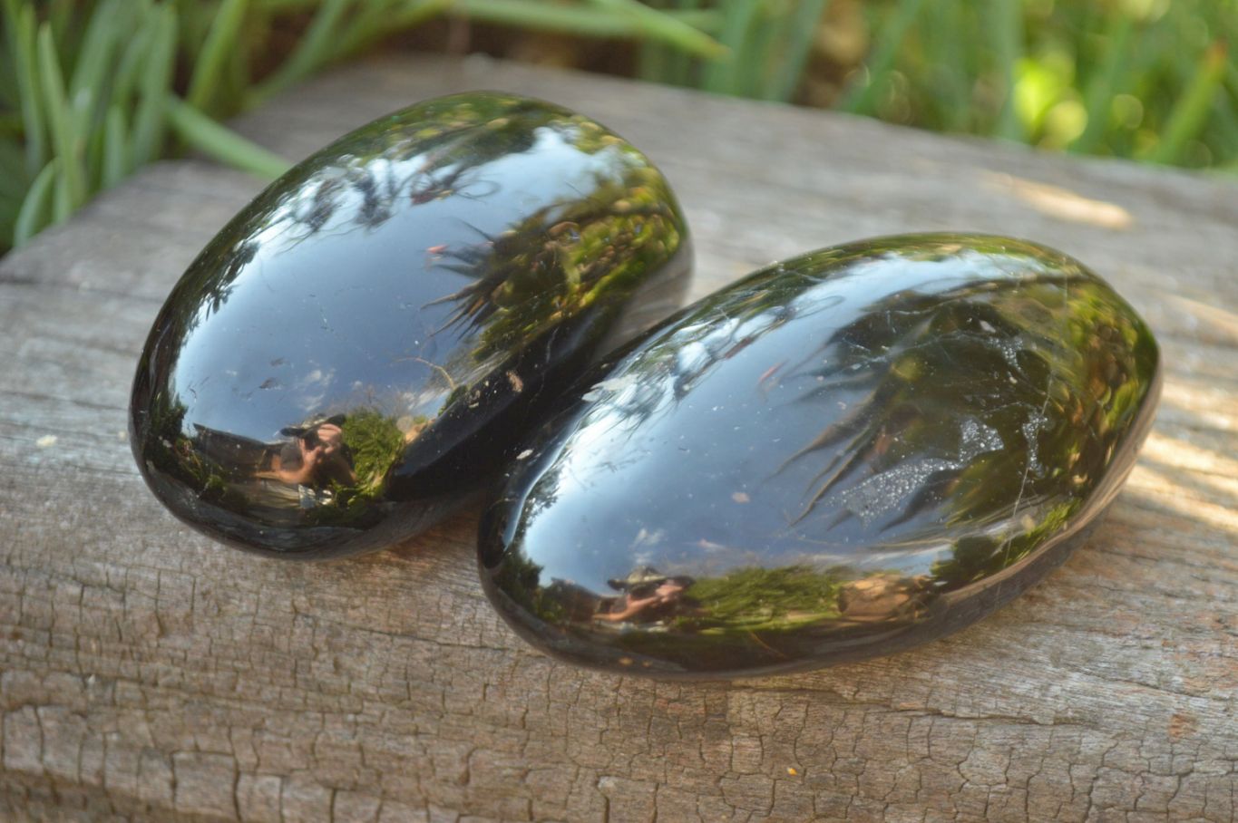 Polished Black Tourmaline Standing Free Forms x 3 From Madagascar - TopRock