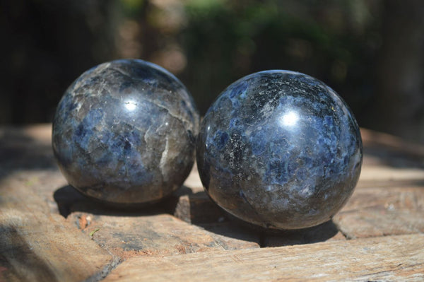 Polished Rare Iolite / Water Sapphire Spheres  x 6 From Madagascar - Toprock Gemstones and Minerals 