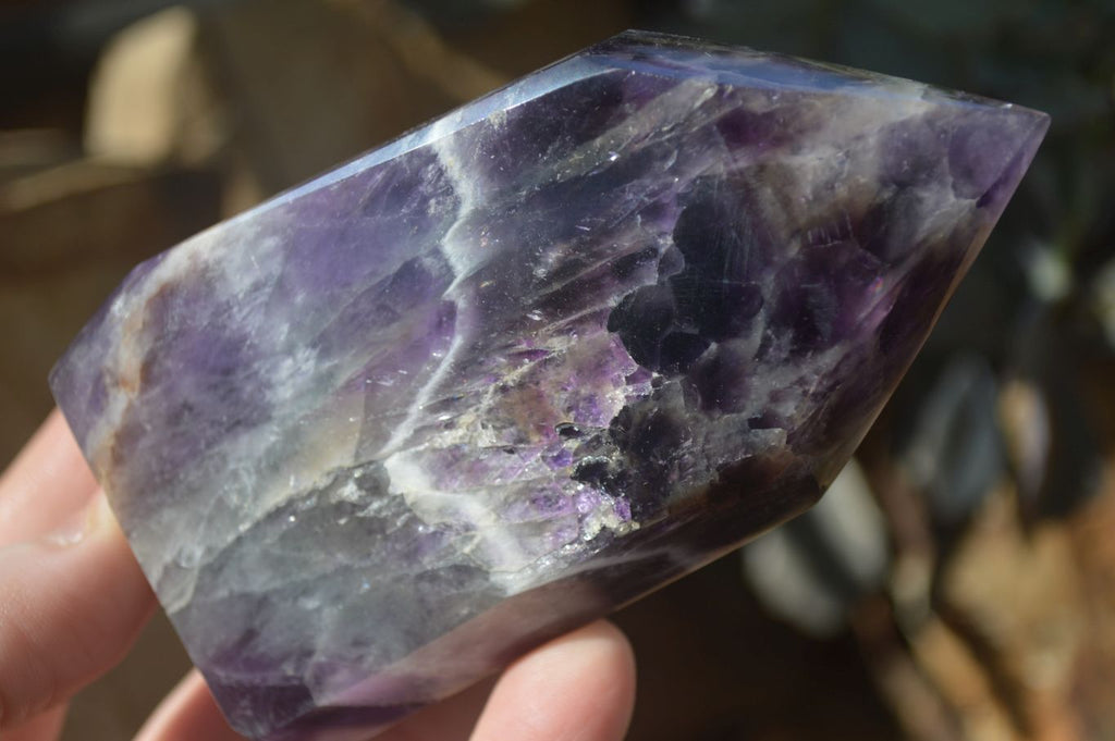 Polished Chevron Amethyst Points x 4 From Zambia - Toprock Gemstones and Minerals 