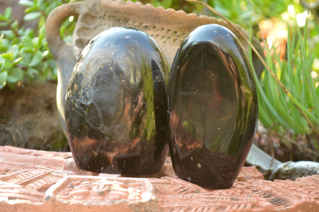 Polished Black Tourmaline Standing Free Forms x 3 From Madagascar - TopRock