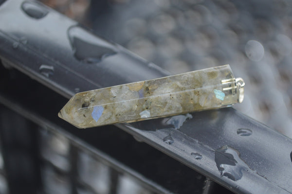 Polished Packaged Hand Crafted Resin Pendant with Labradorite Chips - sold per piece - From Bulwer, South Africa - TopRock