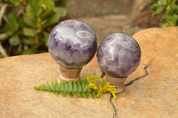 Polished Pair Of Dream Amethyst Spheres  x 2 From Madagascar - TopRock