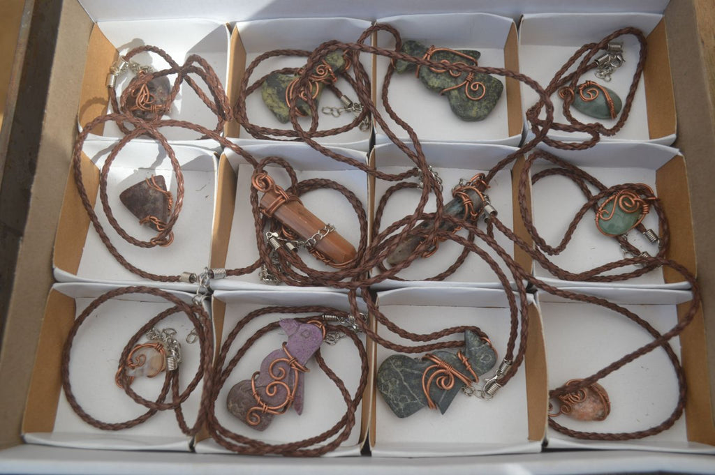 Polished Copper Wire Wrapped Ancient Eagle Pendants  x 12 From Zimbabwe - Toprock Gemstones and Minerals 