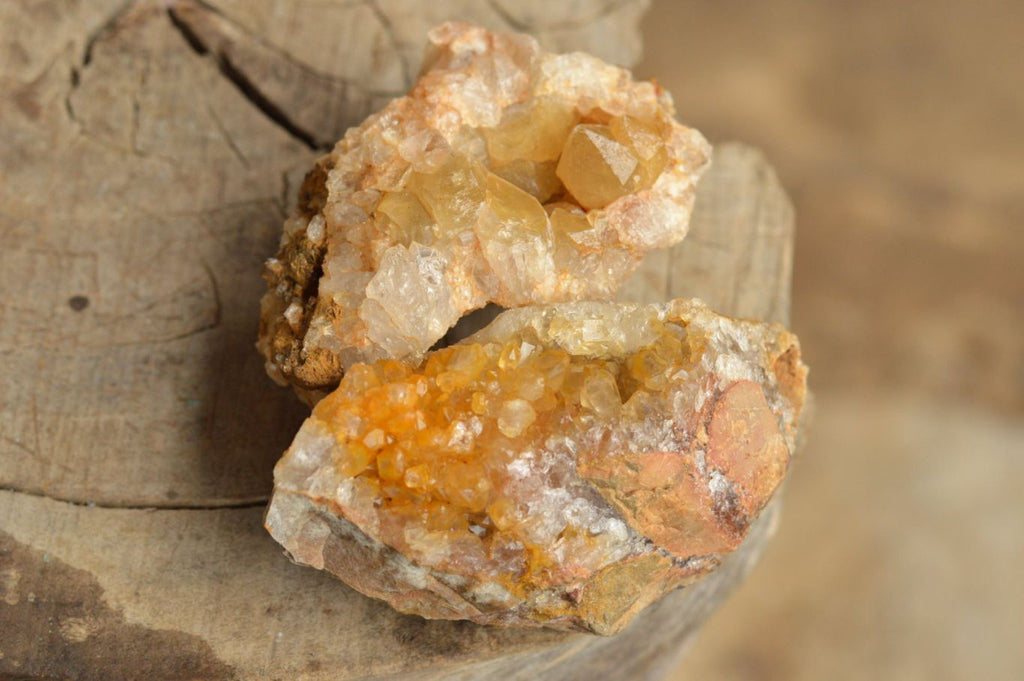 Natural Small Golden Limonite / Lemonite Quartz Clusters  x 12 From Mwinilunga, Zambia - TopRock