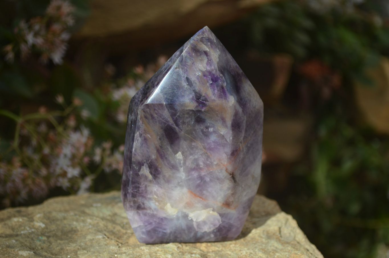 Polished Chevron Amethyst Points x 4 From Zambia - Toprock Gemstones and Minerals 