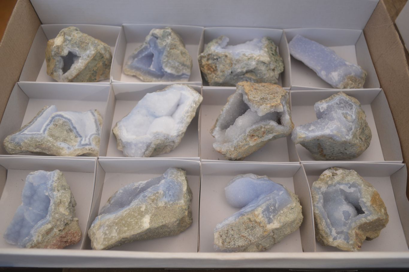 Natural Blue Lace Agate Geode Specimens  x 12 From Nsanje, Malawi - Toprock Gemstones and Minerals 