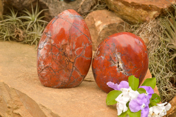 Polished Gorgeous Red Flame Jasper Standing Free Forms  x 2 From Madagascar - TopRock