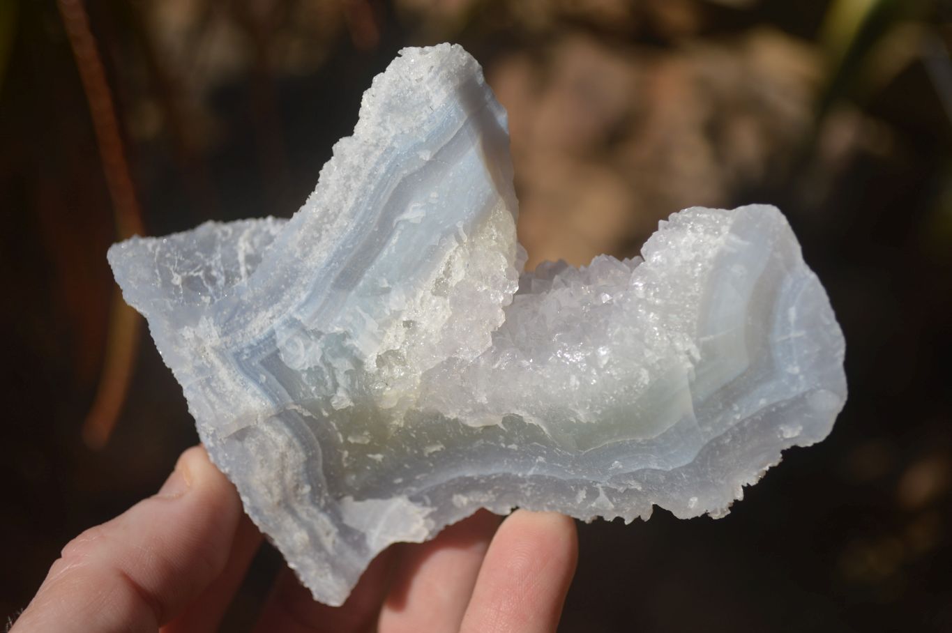 Natural Etched Blue Chalcedony Specimens  x 6 From Nsanje, Malawi - Toprock Gemstones and Minerals 