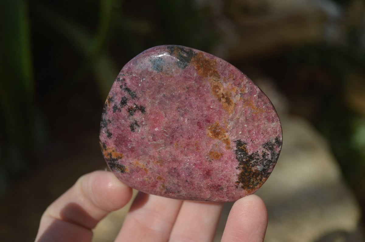 Polished Rhodonite Galet / Palm Stones x 12 From Zimbabwe - Toprock Gemstones and Minerals 