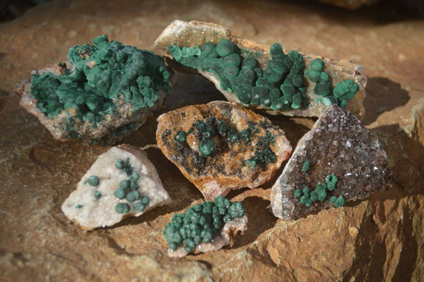 Natural Rare Ball Malachite On Drusi Quartz & Dolomite Matrix  x 6 From Kambove, Congo