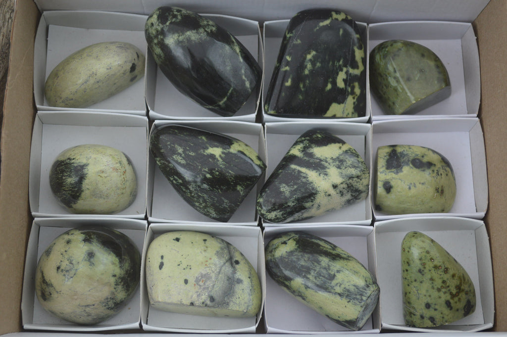 Polished Spotted Leopard stone Standing Free Forms  x 12 From Nyanga & Shamva, Zimbabwe - TopRock