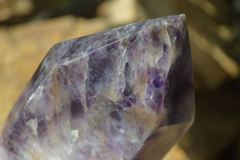 Polished Chevron Amethyst Points x 4 From Zambia - Toprock Gemstones and Minerals 