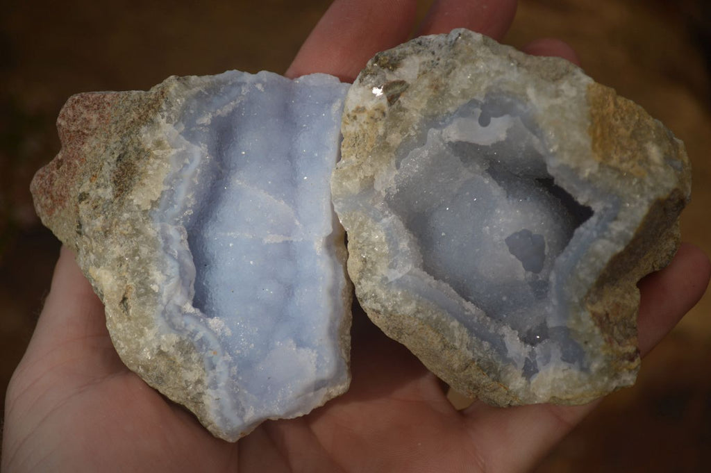 Natural Blue Lace Agate Geode Specimens  x 12 From Nsanje, Malawi - Toprock Gemstones and Minerals 