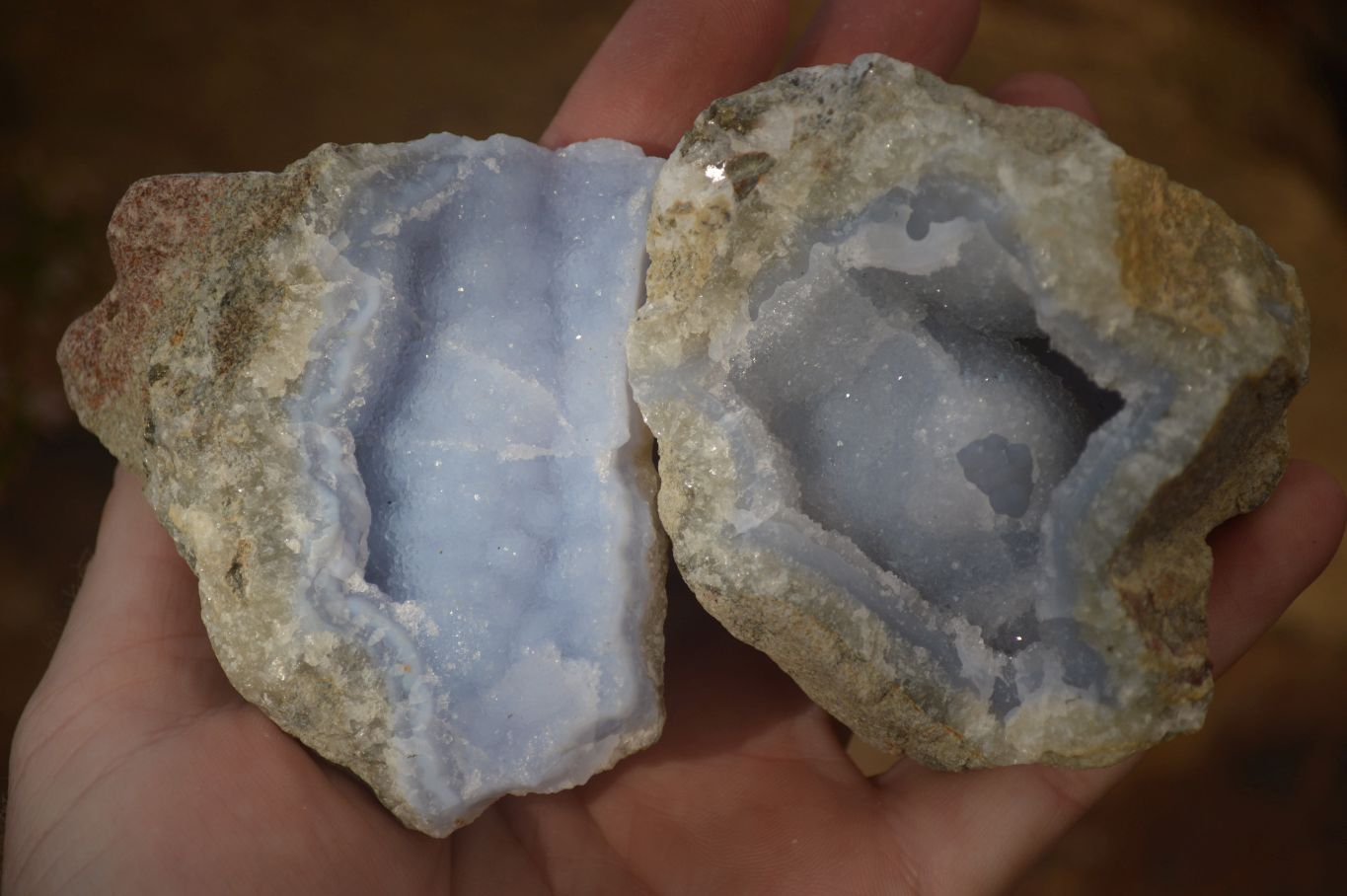 Natural Blue Lace Agate Geode Specimens  x 12 From Nsanje, Malawi - Toprock Gemstones and Minerals 