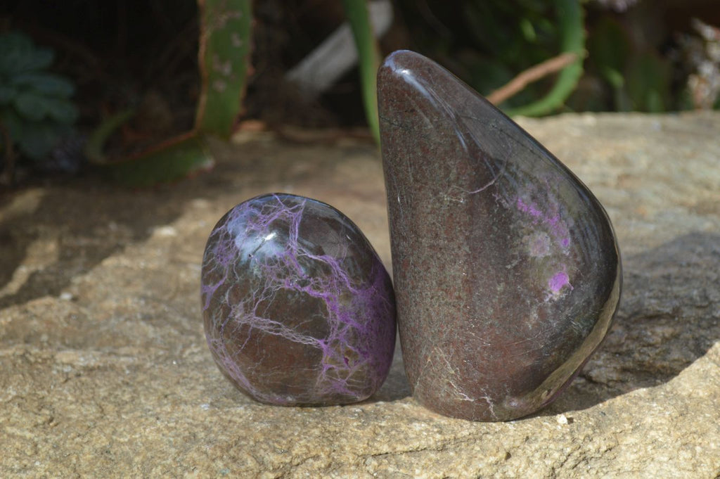 Polished Stichtite & Serpentine Standing Free Forms x 2 From Barberton, South Africa - Toprock Gemstones and Minerals 