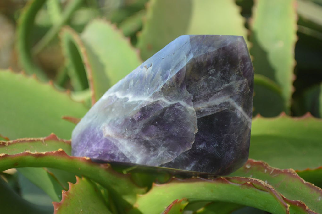 Polished Chevron Amethyst Points x 4 From Zambia - Toprock Gemstones and Minerals 