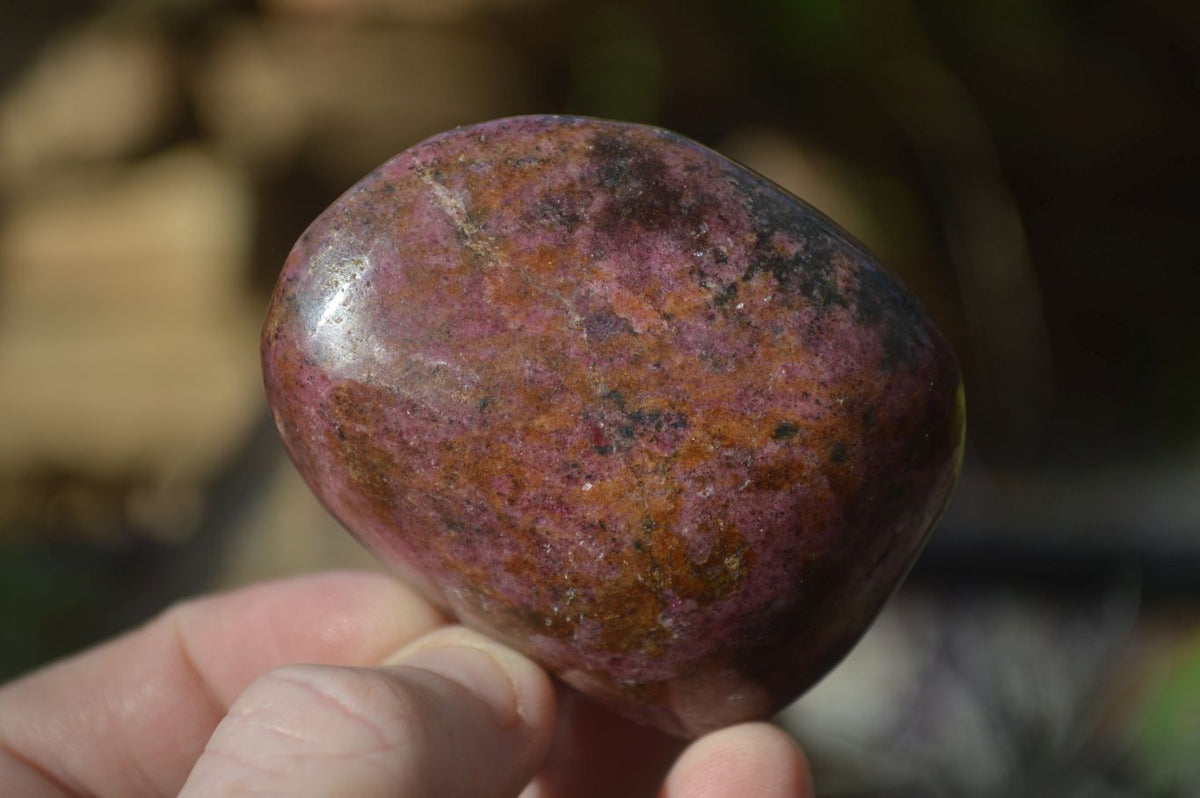 Polished Rhodonite Galet / Palm Stones x 12 From Zimbabwe - Toprock Gemstones and Minerals 
