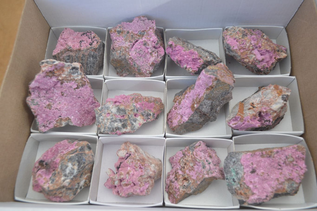 Natural Salrose Cobaltion Dolomite Specimens x 12 From Kakanda, Congo - Toprock Gemstones and Minerals 