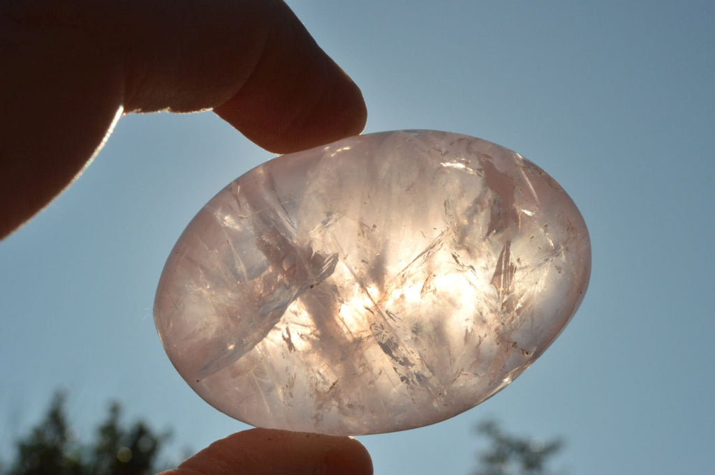 Polished Highly Selected Gemmy Pink Rose Quartz Palm Stones x 24 From Madagascar - TopRock