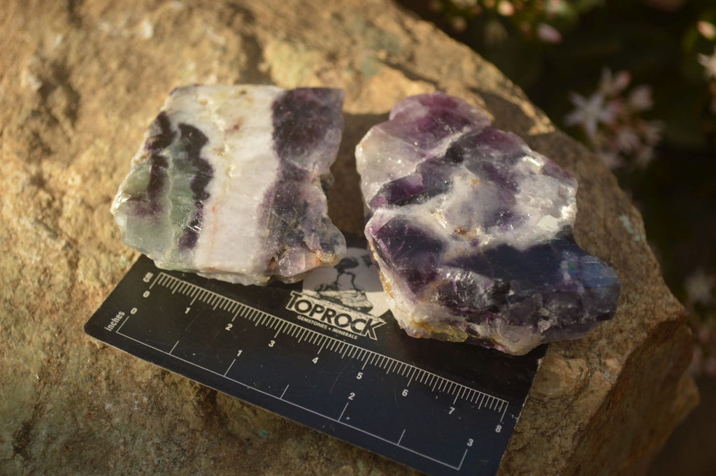 Polished  One Side Polished Watermelon Fluorite Pieces  x 10 From Uis, Namibia - Toprock Gemstones and Minerals 