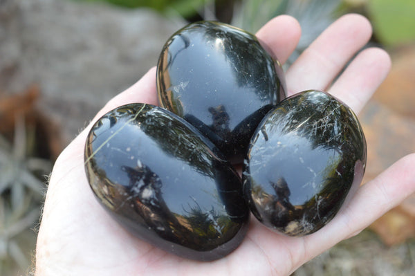 Polished Extra Large Black Schorl Tourmaline Free Forms   x 6 From Madagascar - TopRock