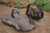 Natural Schorl Black Tourmaline Specimens  x 2 From Erongo Mountains, Namibia - TopRock