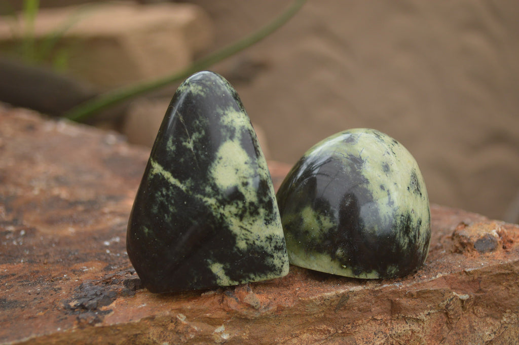 Polished Spotted Leopard stone Standing Free Forms  x 12 From Nyanga & Shamva, Zimbabwe - TopRock