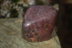 Polished Red Rhodonite Standing Free Forms x 3 From Zimbabwe - Toprock Gemstones and Minerals 