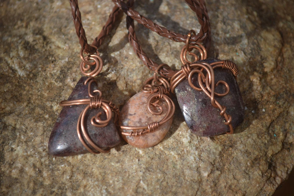 Polished Copper Wire Wrapped Ancient Eagle Pendants  x 12 From Zimbabwe - Toprock Gemstones and Minerals 