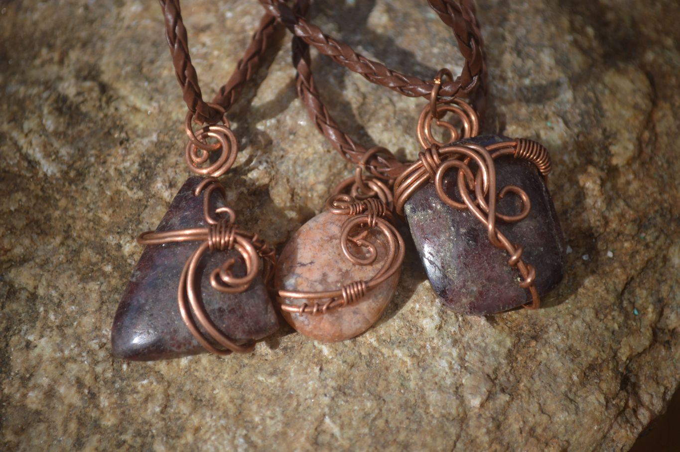 Polished Copper Wire Wrapped Ancient Eagle Pendants  x 12 From Zimbabwe - Toprock Gemstones and Minerals 