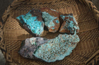 Natural Drusy Coated Chrysocolla & Malachite Specimens x 4 From Likasi, Congo - Toprock Gemstones and Minerals 