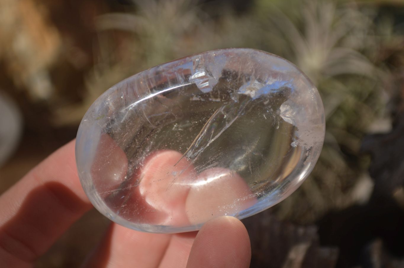 Polished Large Clear Quartz Galet / Palm Stones With Reflective Veils x 12 From Madagascar - Toprock Gemstones and Minerals 