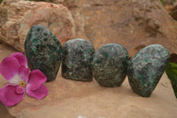 Polished Emerald In Matrix Standing Free Forms x 4 From Sandawana, Zimbabwe - TopRock