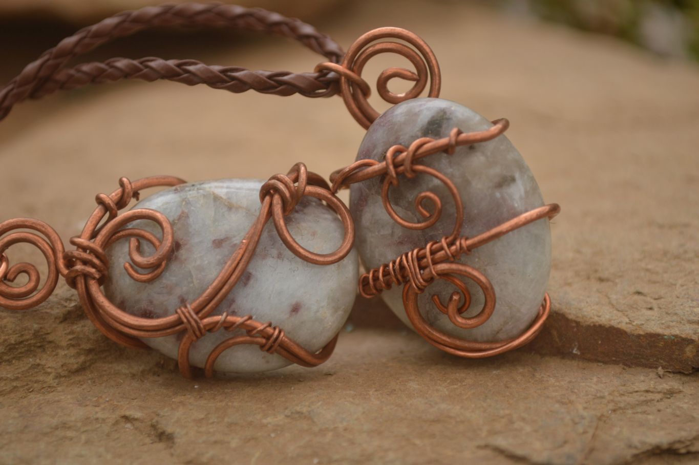 Polished  Copper Wire Wrapped Rubellite In Matrix Pendants x 6 From Madagascar - Toprock Gemstones and Minerals 