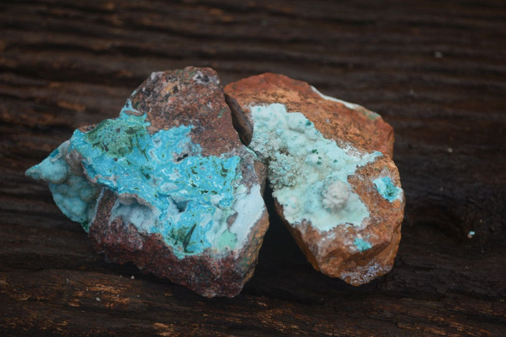 Natural Drusy Coated Chrysocolla & Malachite Specimens x 4 From Likasi, Congo - Toprock Gemstones and Minerals 