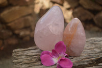 Polished Pink Rose Quartz Standing Free Forms x 2 From Ambatondrazaka, Madagascar - TopRock